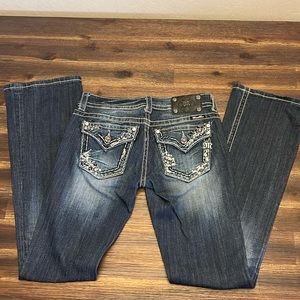 Miss Me Bootcut Jeans, embellished pockets, size 28